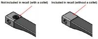 Picture with a collet (not included in recall) and without a collet (included in recall)