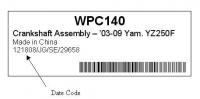 Picture of Part Number and Date Code on Product's Packaging