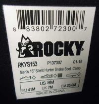 Picture of Rocky Brands Recalls Rocky Rubber Snake Boots Due to Failure of Snake Guard