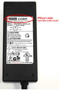Picture of Recalled Power Adapter