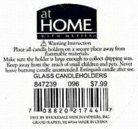 Picture of Label on Recalled Candleholder