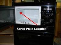 Picture of Recalled Microwave with location of model and serial numbers
