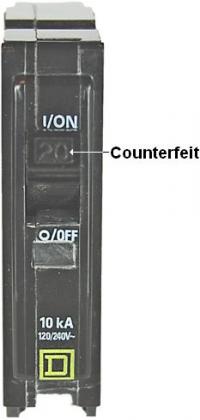 Picture of Recalled Counterfeit Circuit Breaker