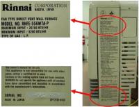 Picture of Recalled Wall Furnace Labeling