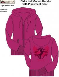 Picture of Recalled Girl’s Hooded Sweatshirt Style # 561570RA Girl's Knit Cotton Hoodie with Placement Print
