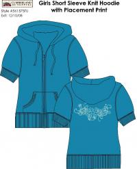 Picture of Recalled Girl’s Hooded Sweatshirt Style # 561575TU Girl's Short Sleeve Knit Hoodie with Placement Print