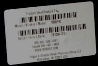 Picture of Recalled Murray Front Engine Riding Lawn Mower Identification Tag