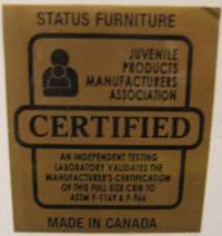 Picture of Label on Recalled Crib