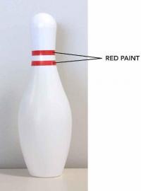 Picture showing location of red paint on bowling pin