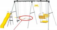 Picture of recalled Playsafe Dartmouth swing set hichlighting the sling-style swing seats