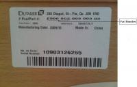 Picture of label showing part number