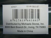 Picture of recalled glass vase label