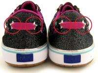 Picture of recalled girls' shoes showing the metal stars