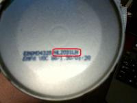 Picture of the bottom of the recalled aerosol canister showing location of batch date