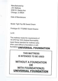 Picture of J.M. Mattress Recalls Renovated Mattresses Due to Violation of Federal Flammability Standard