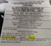 Picture of Hollander Sleep Products Recalls Mattress Pads Due to Violation of Federal Flammability Standard; Sold Exclusively at Bed Bath & Beyond