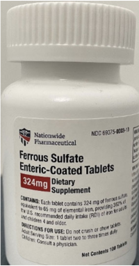 Picture of Nationwide Pharmaceutical Recalls Iron Dietary Supplements Due to Failure to Meet Child Resistant Packaging Requirement; Risk of Poisoning