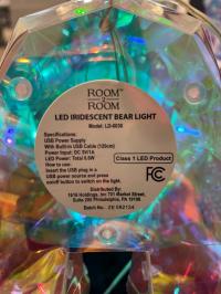 Picture of Five Below Recalls Room2Room LED Iridescent Bear Lights Due to Fire and Burn Hazards