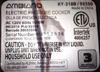 Picture of Tempo USA Recalls Ambiano Electric Pressure Cookers Due to Serious Burn Hazard, Multiple Burn Injuries Reported; Sold at ALDI