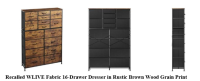 Picture of WLIVE Fabric Drawer Dressers Recall Expanded to Include 16-Drawer Dressers Due to Risk of Serious Injury or Death from Tip-Over and Entrapment; Violates Mandatory Standard for Clothing Storage Units; Sold on Amazon by WLIVE