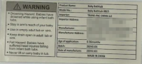 Picture of Napei Infant Bath Tubs Recalled Due to Risk of Serious Injury or Death from Ingestion Hazard; Violates Mandatory Standard for Consumer Products with Button Cell Batteries; Sold on Amazon by Sefon Store