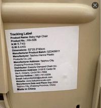 Picture of Convertible High Chairs Recalled Due to Risk of Serious Injury or Death from Fall and Entrapment Hazards; Violate Mandatory Standard for High Chairs; Sold on Amazon by Rotinyard