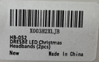 Picture of Dresbe LED Christmas Headbands Recalled Due to Risk of Serious Injury or Death from Battery Ingestion; Violate Mandatory Standard for Consumer Products with Button Cell Batteries