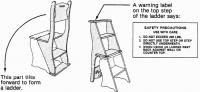 Picture of a Convertible Ladder-Chair as a Ladder and its Warning Label