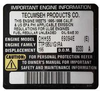 Picture of Engine Information on Label